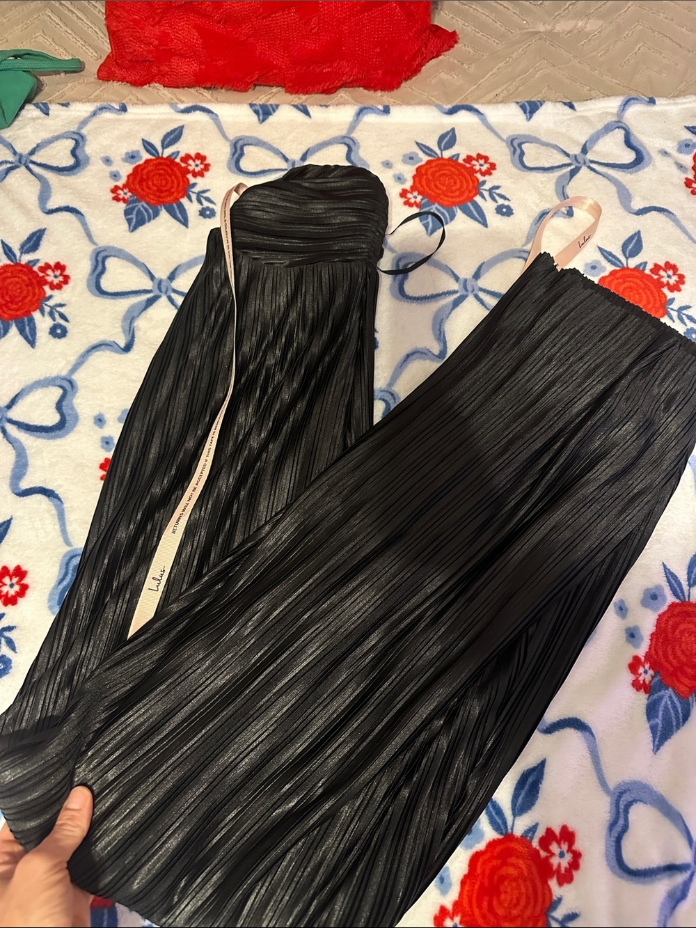 Lulu's Black Pleated Strapless Evening Dress - Picture 3 of 4